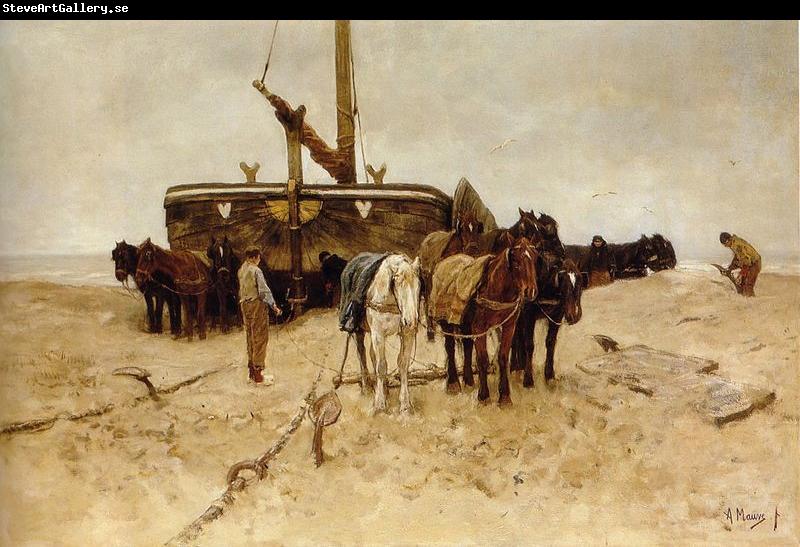 Anton mauve Fishing boat on the beach